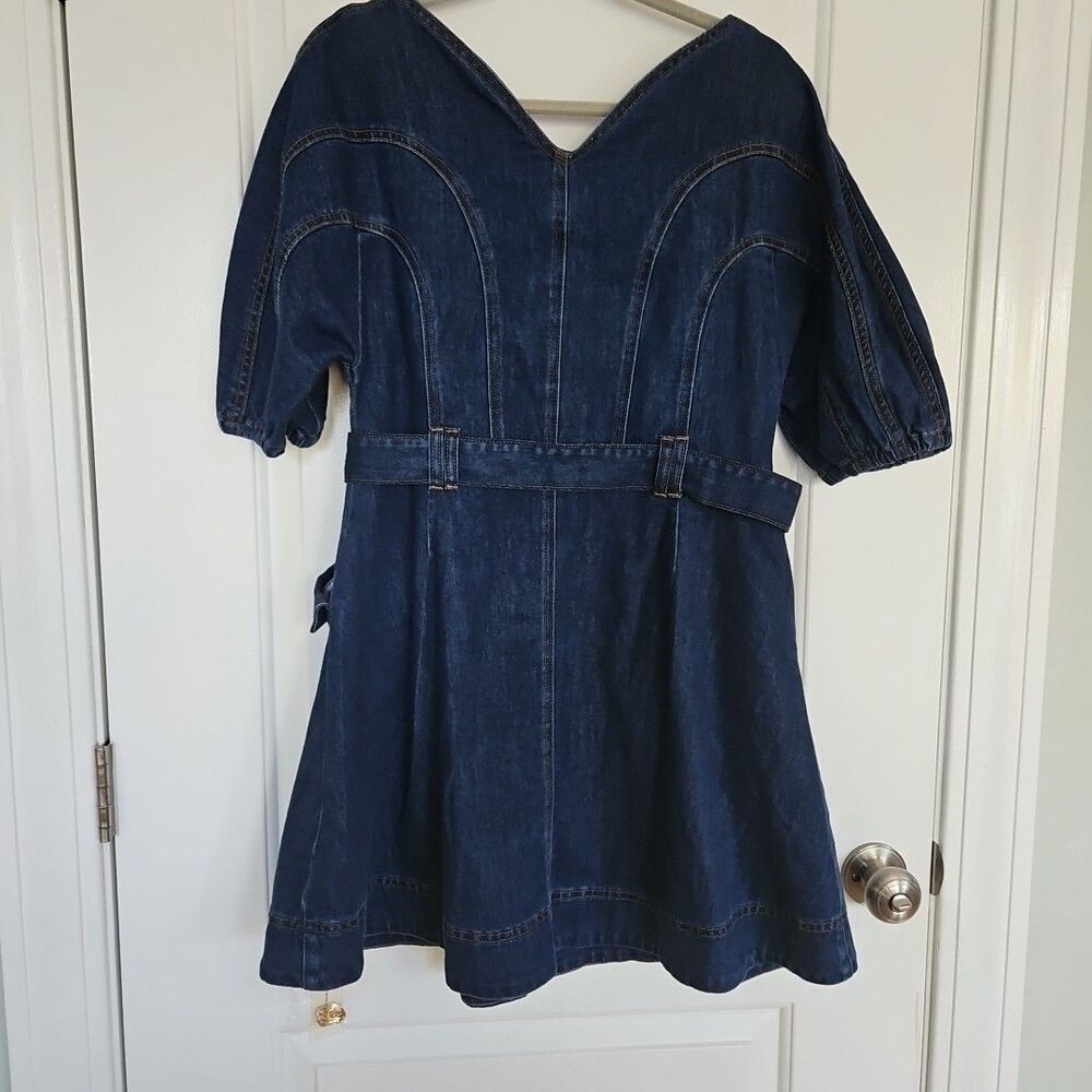 Commense NWT Blue Button-Down Pocketed Belted Den… - image 6